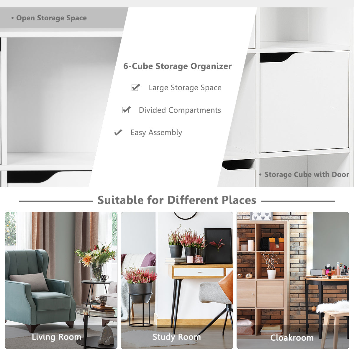 NNECW Cube Shelf with 9 Compartments & 5 Magnetic Doors